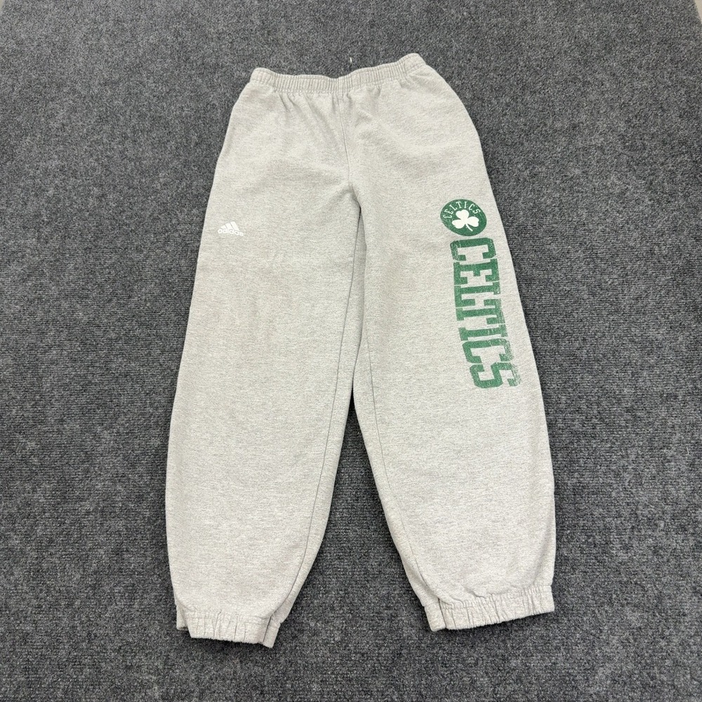Boston Celtics Adidas Sweatpants Youth M Gray Cotton Poly Graphic Athleisure